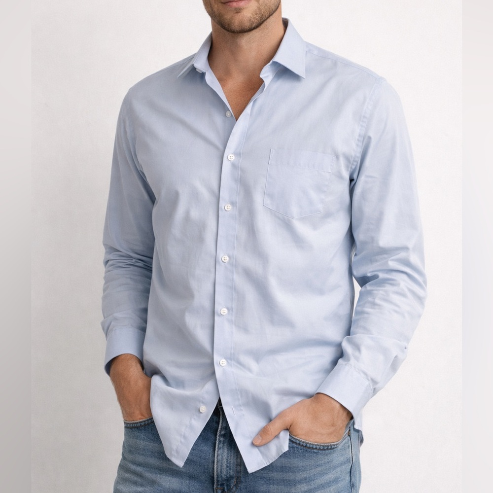 Calvin Klein Mens Lasting Color Slim Fit Stretch Blue Collared Shirt, Size XL